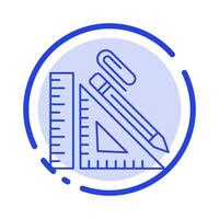 escala construcción lápiz reparar regla clip azul línea punteada icono línea vector