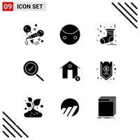 Pixle Perfect Set of 9 Solid Icons Glyph Icon Set for Webite Designing and Mobile Applications Interface vector