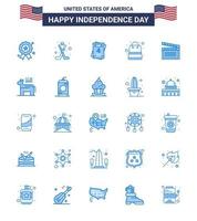 25 Blue Signs for USA Independence Day video american invitation shop money Editable USA Day Vector Design Elements