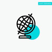 Education Geography Globe turquoise highlight circle point Vector icon