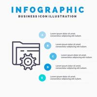 configuración de carpeta engranaje computación plantilla de infografía azul plantilla de icono de línea de vector de 5 pasos