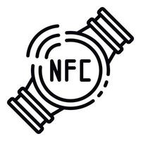 icono de reloj inteligente nfc, estilo de contorno vector