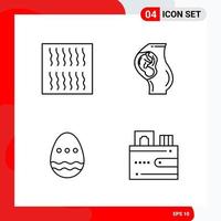 Creative Set of 4 Universal Outline Icons isolated on White Background vector