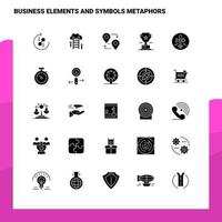 25 business elements and symbols metaphors Icon set Solid Glyph Icon Vector Illustration Template For Web and Mobile Ideas for business company