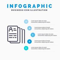 Document Find Job Search Line icon with 5 steps presentation infographics Background vector