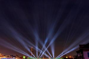 laser lights on the bridge in bangkok, thailand photo