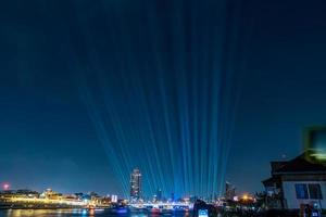 laser lights on the bridge in bangkok, thailand photo