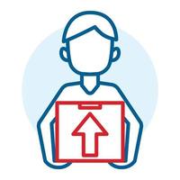 Man delivery box icon, outline style vector