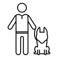 Senior man with dog icon, outline style vector