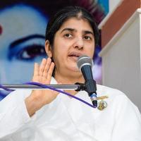 New Delhi, India, October 16 2022 - BK Shivani during meditation session, Shivani Verma, better known as BK Shivani, is a teacher in the Brahma Kumaris spiritual yoga and meditation movement of India photo
