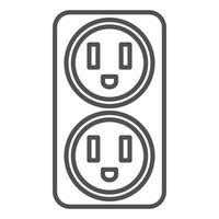 Double electrical outlet icon, outline style vector