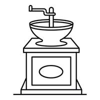 Manual coffee grinder icon, outline style vector