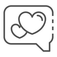 Heart in bubble chat icon, outline style vector