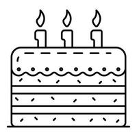 icono de pastel de cumpleaños sabroso, estilo de esquema vector