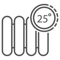 Smart control temperature radiator icon, outline style vector