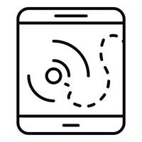 Tablet drone route icon, outline style vector