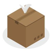 icono de caja de entrega final, estilo isométrico vector