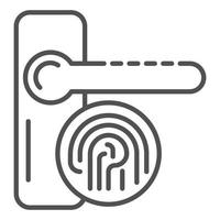 Fingerprint door lock icon, outline style vector