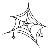 Small spider on web icon, outline style vector