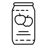 icono de lata de jugo de manzana, estilo de esquema vector