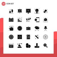 25 User Interface Solid Glyph Pack of modern Signs and Symbols of eraser idea aspect ratio electric concept Editable Vector Design Elements