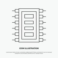 Tech Hardware Chip Computer Connect Line Icon Vector