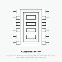 tecnología hardware chip computadora conectar línea icono vector