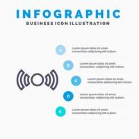 icono de línea ui ux de señal esencial básica con fondo de infografía de presentación de 5 pasos vector