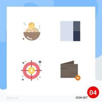 4 Flat Icon concept for Websites Mobile and Apps spaghetti e grid target wallet Editable Vector Design Elements