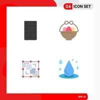 Modern Set of 4 Flat Icons Pictograph of control point basket divide drop water Editable Vector Design Elements