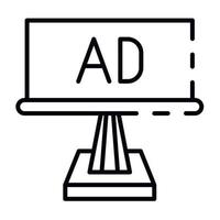 Ad billboard icon, outline style vector