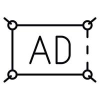 icono de anuncio de banner de cuerda, estilo de esquema vector