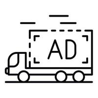 Ad on truck icon, outline style vector