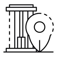 icono de ubicación del edificio, estilo de esquema vector