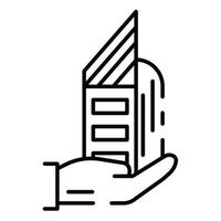 Building in hand icon, outline style vector