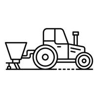 tractor con icono de sembradora, estilo de esquema vector