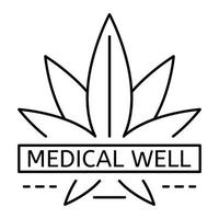 Cannabis medical well logo, outline style vector