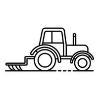 tractor con icono de arado, estilo de contorno vector