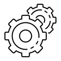 icono de rueda dentada, estilo de esquema vector