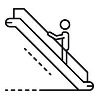 hombre arriba icono de escalera mecánica, estilo de esquema vector