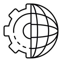 Global cog wheel icon, outline style vector