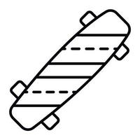 Striped skateboard icon, outline style vector