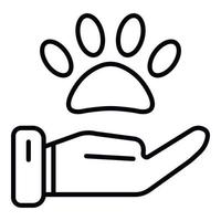 Hand care pet icon, outline style vector