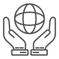 Hand keep globe icon, outline style vector