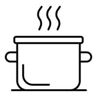 Boiling water pot icon, outline style vector