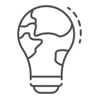 Global bulb icon, outline style vector