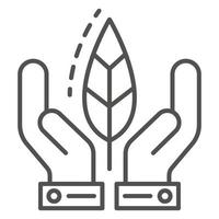 Hand protect leaf icon, outline style vector