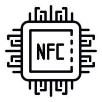 icono del procesador nfc, estilo de esquema vector