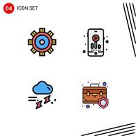 Set of 4 Modern UI Icons Symbols Signs for construction rainy audio cloud bag Editable Vector Design Elements