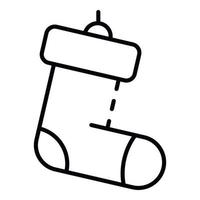 Winter santa sock icon, outline style vector
